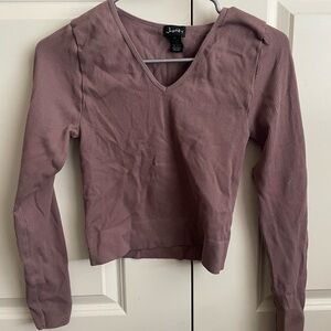 Justify Women's Dusty Purple V-Neck Long Sleeve Top